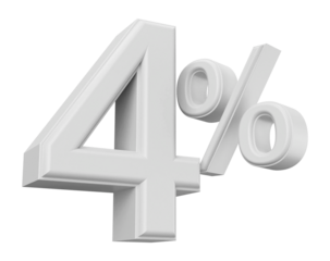 4 percent discount number silver 3d render