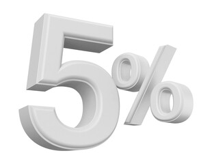 5 percent discount number silver 3d render