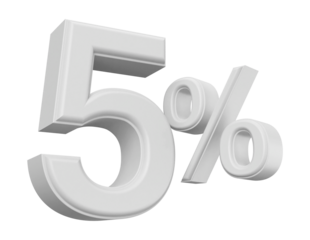 5 percent discount number silver 3d render