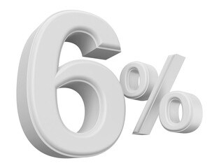 6 percent discount number silver 3d render