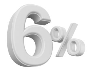 6 percent discount number silver 3d render