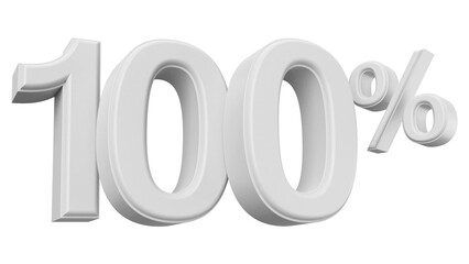 100 percent discount number silver 3d render