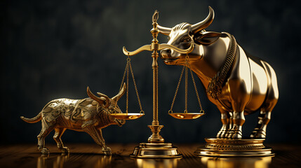 Bull and Bear Stock Market Scale Symbol