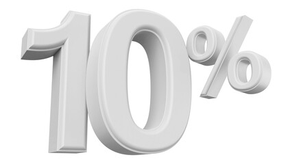 10 percent discount number silver 3d render