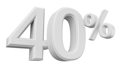40 percent discount number silver 3d render