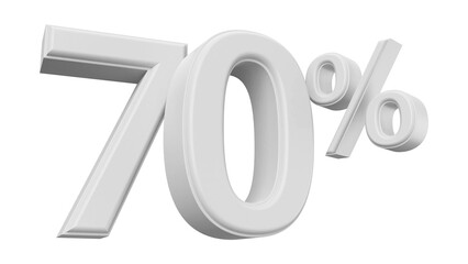 70 percent discount number silver 3d render