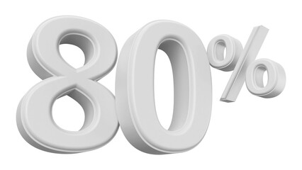 80 percent discount number silver 3d render
