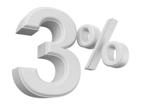 3 percent discount number silver 3d render - Powered by Adobe