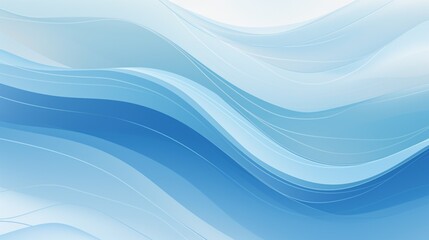 A blue and white abstract painting with flowing waves.