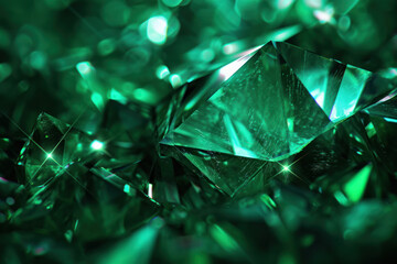 Emerald green crystals glittering with luxury and wealth. Luxury goods and jewelry.