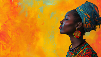 Young African woman on bright yellow background