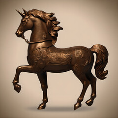 bronze horse statue isolated on white