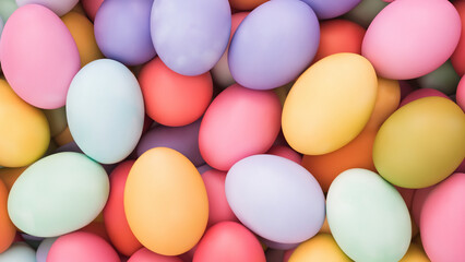 Fototapeta na wymiar lots of colorful painted easter eggs