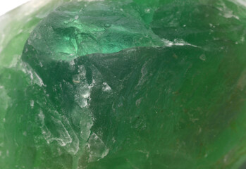 big green fluorite mineral which is used industrially for the production of optical glass and for...