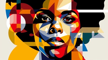 Portrait of an African or African American woman in mosaic style