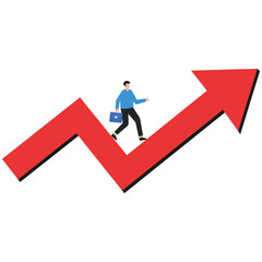 Man riding cycle on rising up graph Illustration

