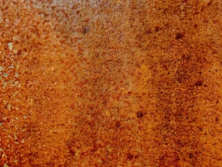 Orange color weathered and rusted metal texture background. An aged iron panel adds to the grunge aesthetic.