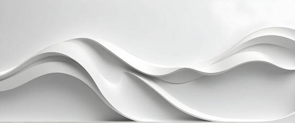 3D Light white background with waves
