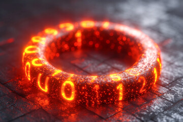 Neon ring on a dark background.
