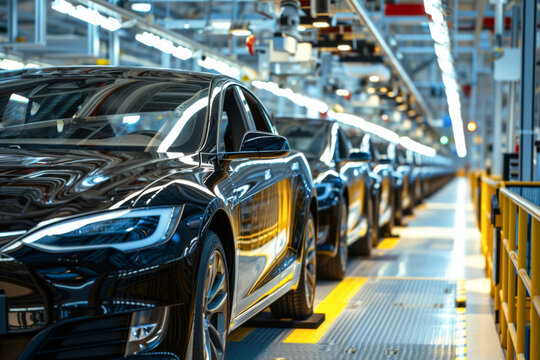 Automotive production line. Car factory. Automotive industry. Industrial background