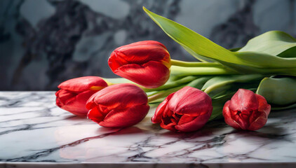 Tulipany, piękne czerwone wiosenne kwiaty. Bukiet tulipanów