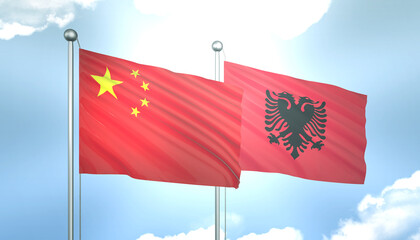 China and Albenia Flag Together A Concept of Realations