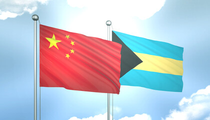 China and Bahamas Flag Together A Concept of Realations