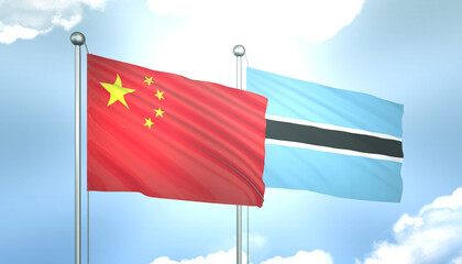 China and Botswana Flag Together A Concept of Realations