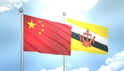 China and Brunei Flag Together A Concept of Realations