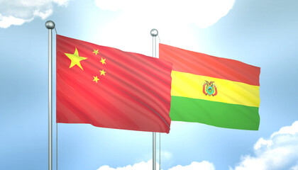 China and Bolivia Flag Together A Concept of Realations