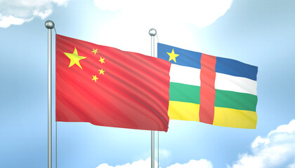 China and Central African Republic Flag Together A Concept of Realations