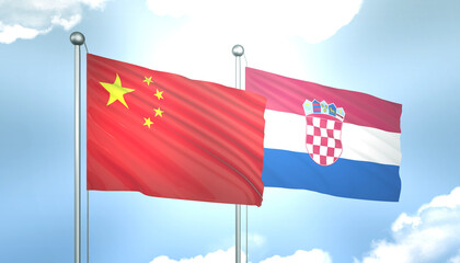 China and Croatia Flag Together A Concept of Realations