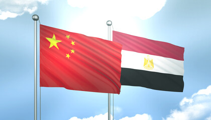 China and Egypt Flag Together A Concept of Realations