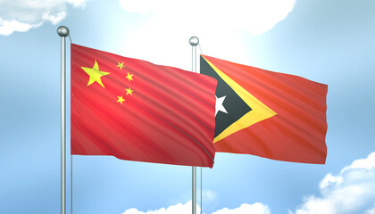 China and East Timor Flag Together A Concept of Realations