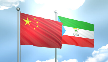 China and Equatorial Guinea Flag Together A Concept of Realations