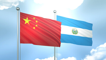 China and El Salvador Flag Together A Concept of Realations