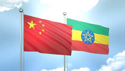 China and Ethiopia Flag Together A Concept of Realations