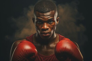Muscular Sport boxer man alone in locker room. Box athlete mental prep for competition fight. Generate ai
