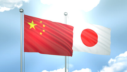 China and Japan Flag Together A Concept of Realations
