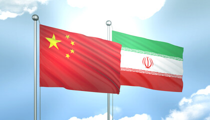 China and Iran Flag Together A Concept of Realations