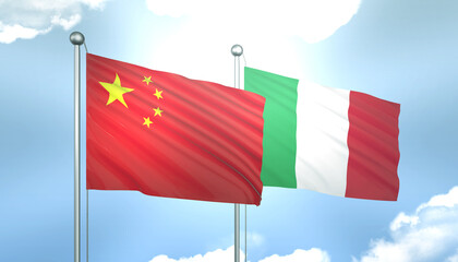 China and Italy Flag Together A Concept of Realations