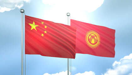 China and Kyrgyzstan Flag Together A Concept of Realations