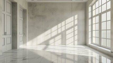 Spacious Modern Interior with Sunlight and Shadows