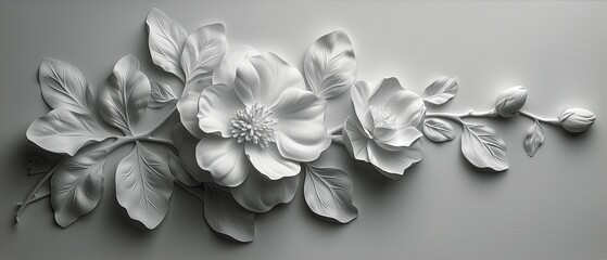 Black and White Flowers on Wall