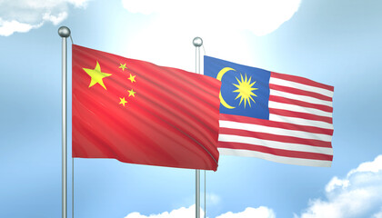 China and Malaysia Flag Together A Concept of Realations