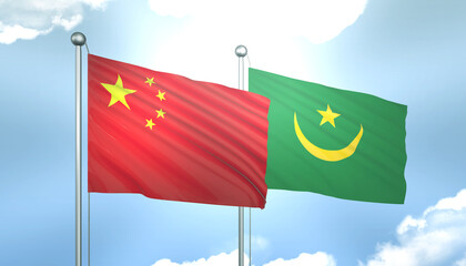 China and Mauritania Flag Together A Concept of Realations