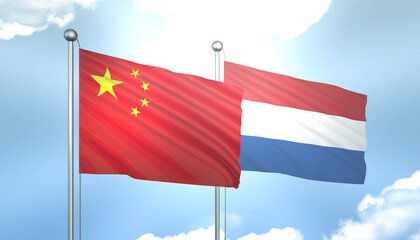 China and Netherlands Flag Together A Concept of Realations