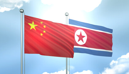 China and North Korea Flag Together A Concept of Realations