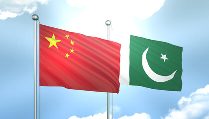China and Pakistan Flag Together A Concept of Realations