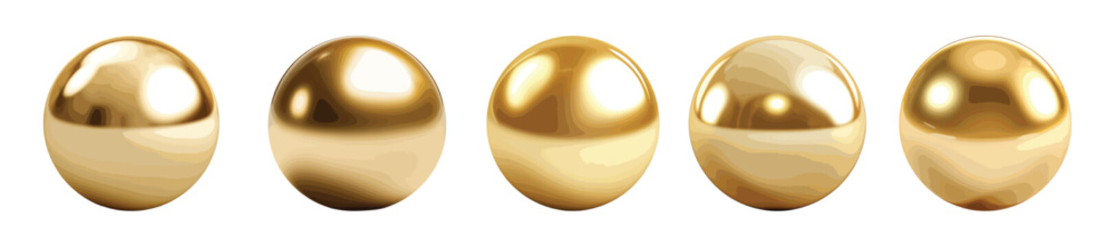 Metallic gold ball vector set isolated on white background